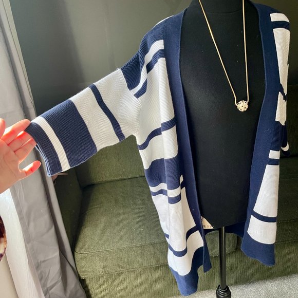 REITMANS XL 100% Cotton Stripe Blue & White Cardigan - Picture 3 of 5